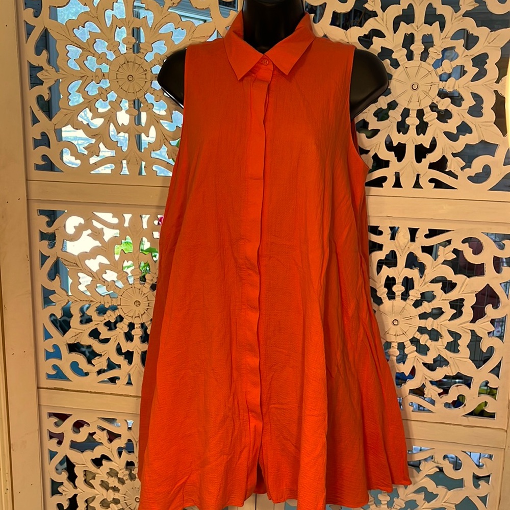 RACHEL ROY- super flirty, coral, button up dress. Size medium